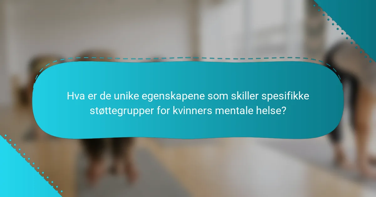 Hva er de unike egenskapene som skiller spesifikke støttegrupper for kvinners mentale helse?