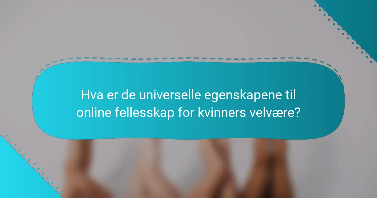 Hva er de universelle egenskapene til online fellesskap for kvinners velvære?
