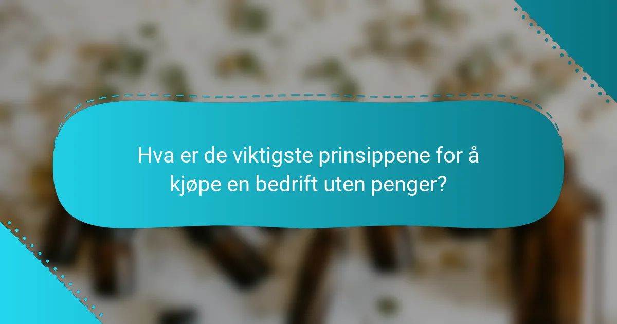 Hva er de viktigste prinsippene for å kjøpe en bedrift uten penger?